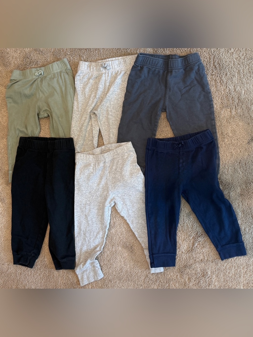 ♻️ Preowned Carter’s Baby Stretchy Cotton Jersey Pants, lot of 6